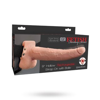 Hollow Rechargeable Strap-on With Balls - 23 Cm