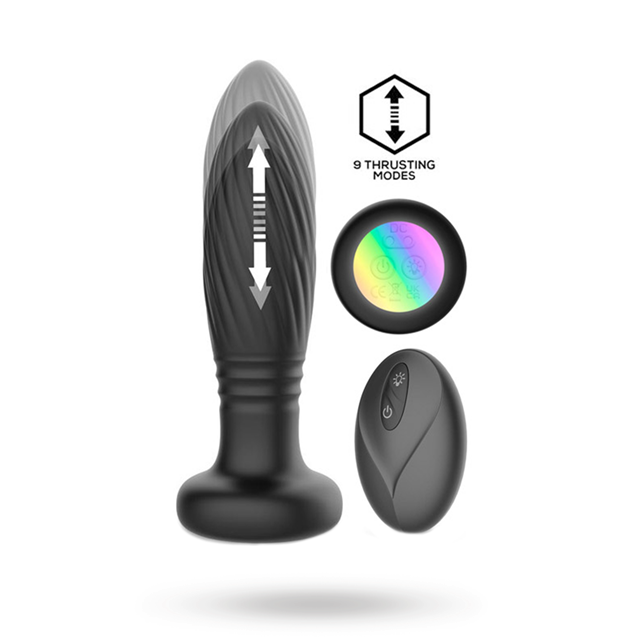 Tainy Thrusting Led Lighted Anal Plug med Fjernbetjening