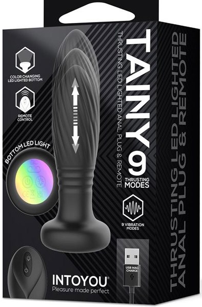 Tainy Thrusting Led Lighted Anal Plug med Fjernbetjening